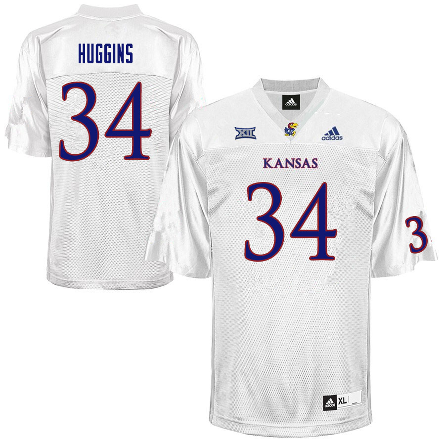 Men #34 Will Huggins Kansas Jayhawks College Football Jerseys Sale-White